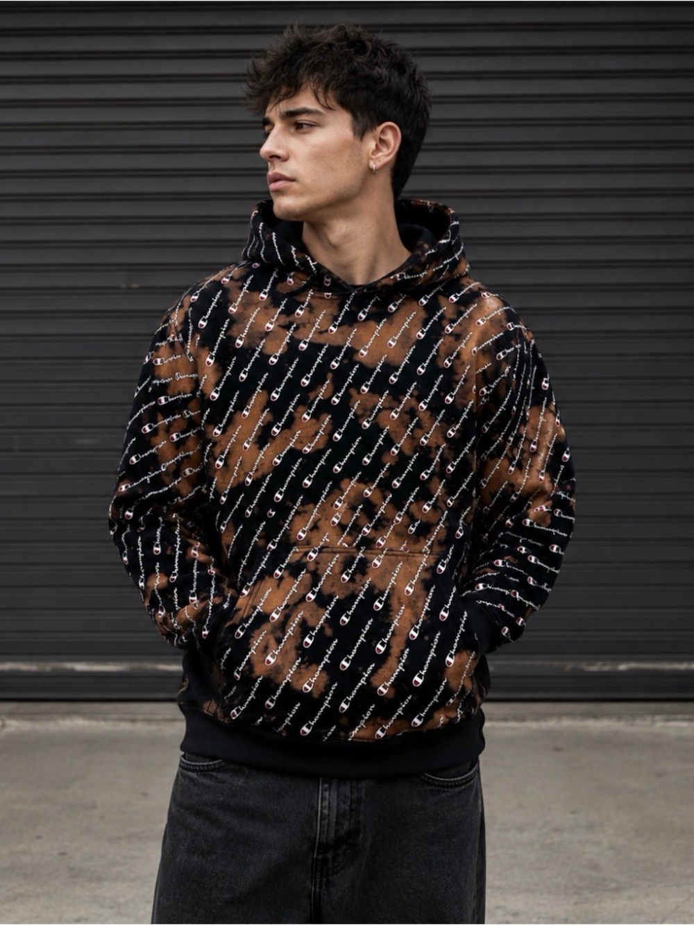 Champion Reverse Weave Bleach Splatter Hoodie Men’s Large